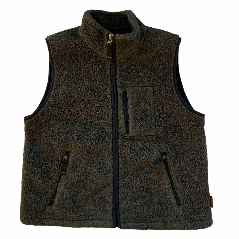 Men's Abercrombie & Fitch Heavy Fleece Lined Full Zip Vest Large Grey Or…